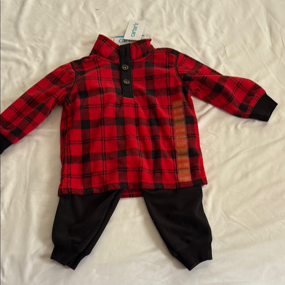 Carter's Red and Black Plaid Baby Set